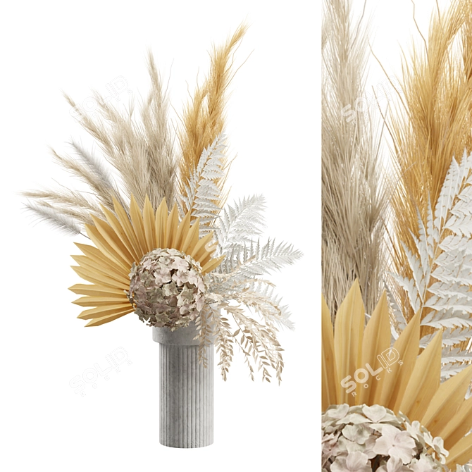 Elegant Pampas Vase Arrangement 3D model image 1