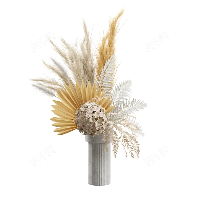 Elegant Pampas Vase Arrangement 3D model image 2