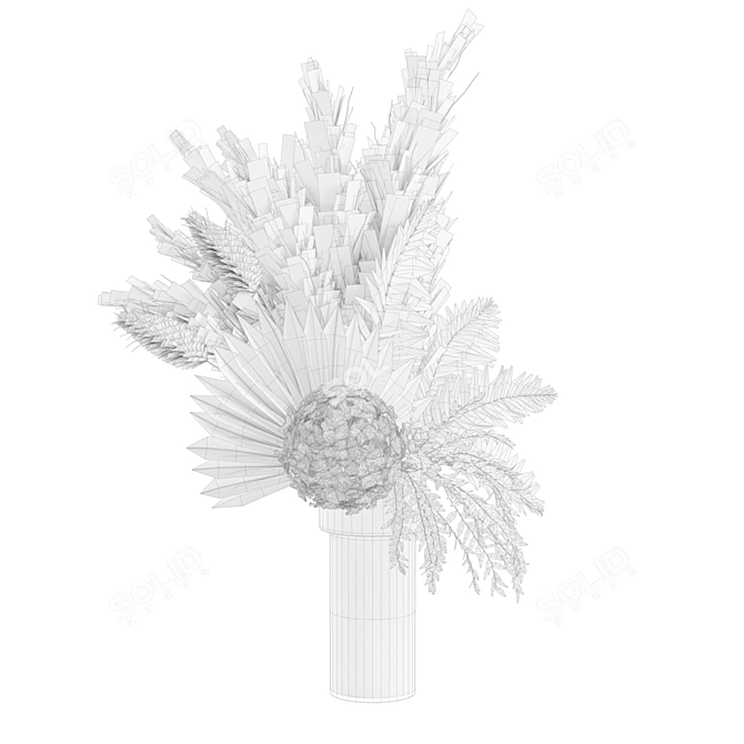 Elegant Pampas Vase Arrangement 3D model image 3