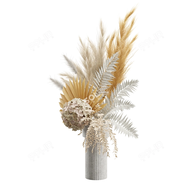 Elegant Pampas Vase Arrangement 3D model image 7