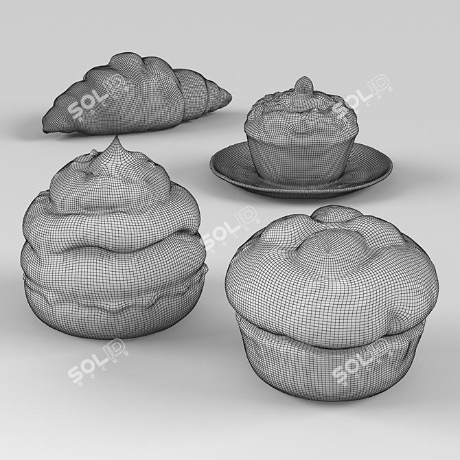 Plush Bread Rolls 3D model image 7