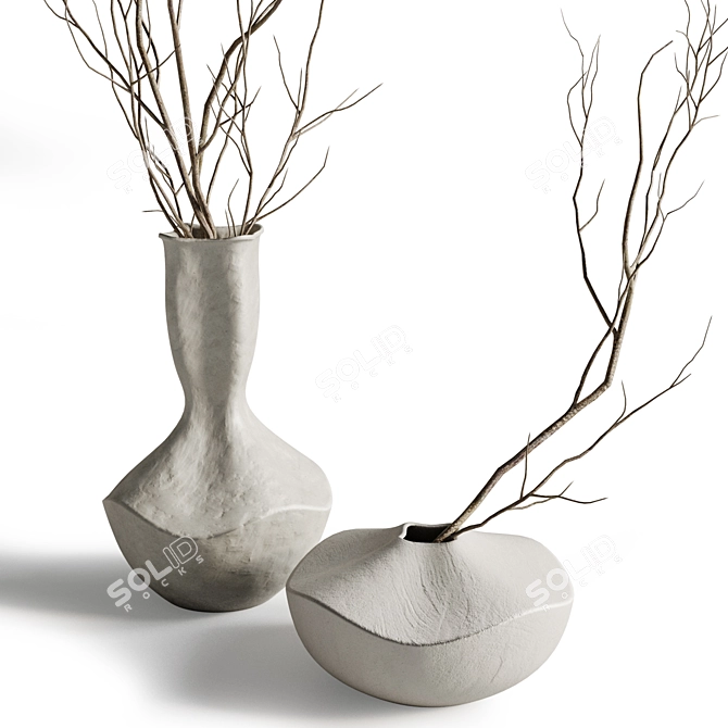 Elegant Vases with Branches 3D model image 2