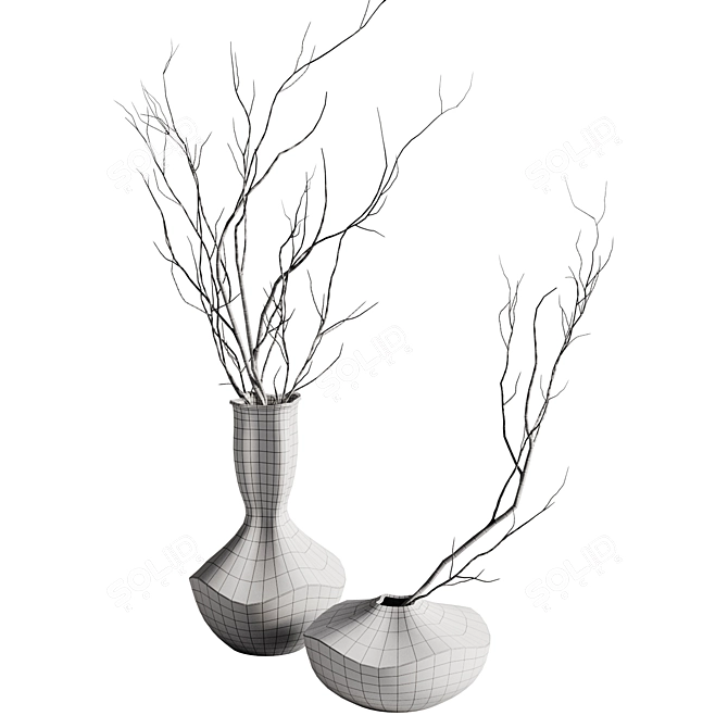 Elegant Vases with Branches 3D model image 3