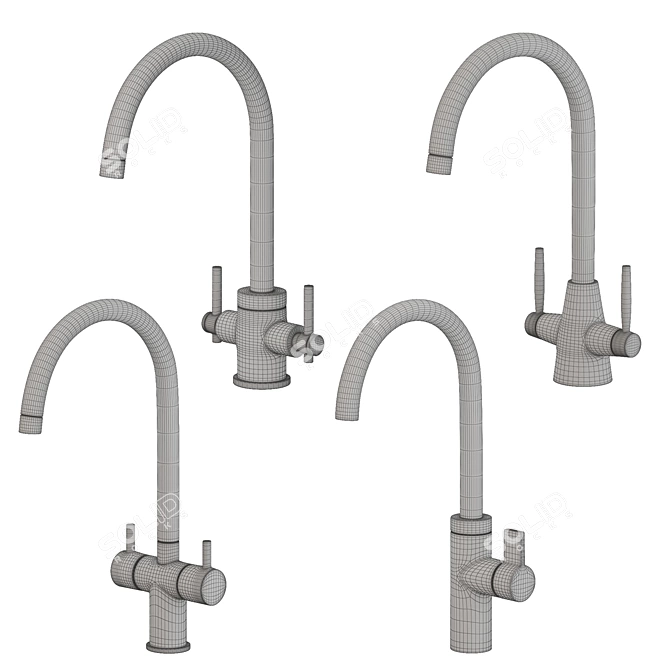 Sleek Delphi Kitchen Sink Tap 3D model image 7