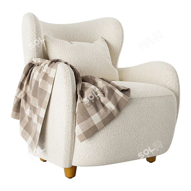 Elegant Jodie Wing Chair Design 3D model image 1