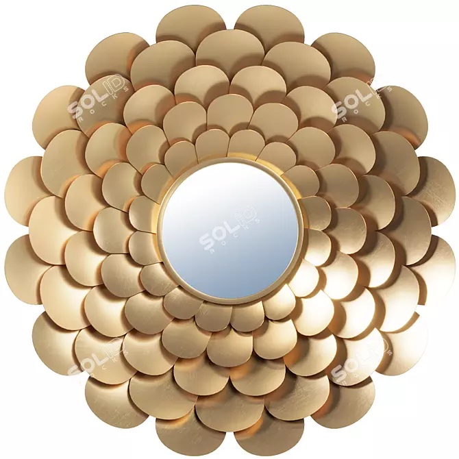 Glasar Golden Flower Wall Mirror 3D model image 1