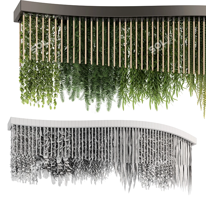 High-Quality Hanging Indoor Plant Set 3D model image 6