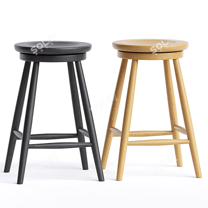 Rustic Charm with Haskin Stool 3D model image 3