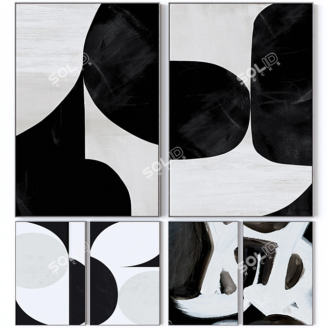 Abstract Wall Art Set 3D 3D model image 1