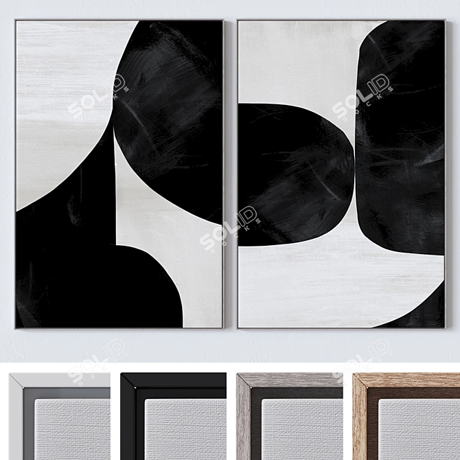 Abstract Wall Art Set 3D 3D model image 2