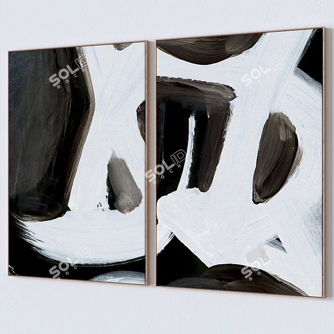 Abstract Wall Art Set 3D 3D model image 4