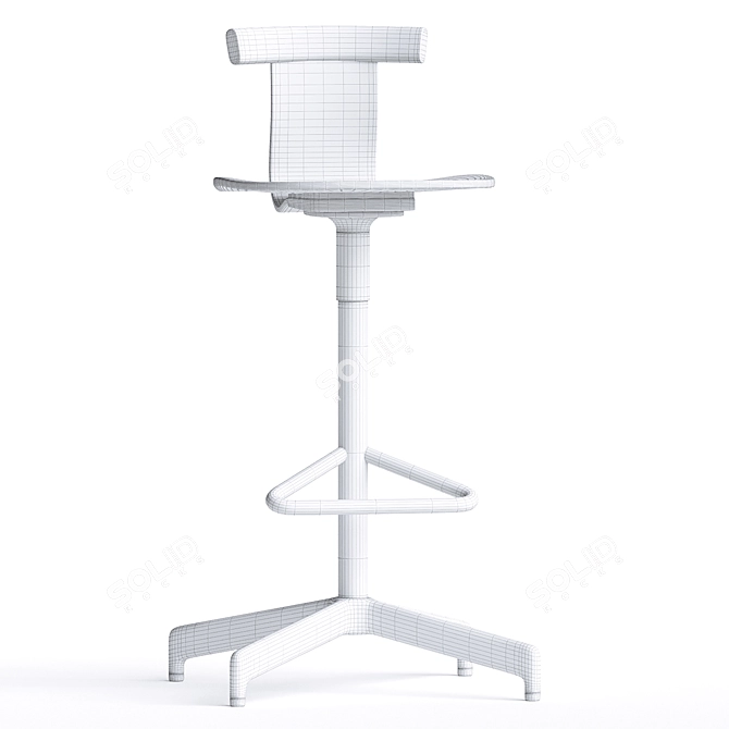 Minimalist Wooden Bar Stool 3D model image 5