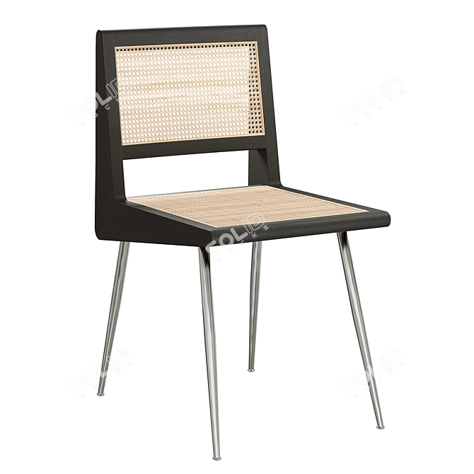 Rattan Dining Chair, Metal Legs 3D model image 4