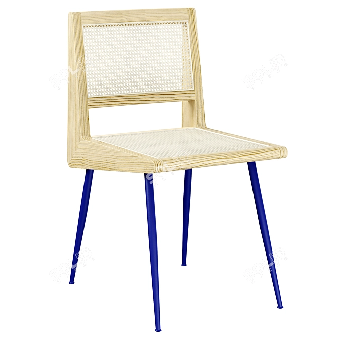 Rattan Dining Chair, Metal Legs 3D model image 8