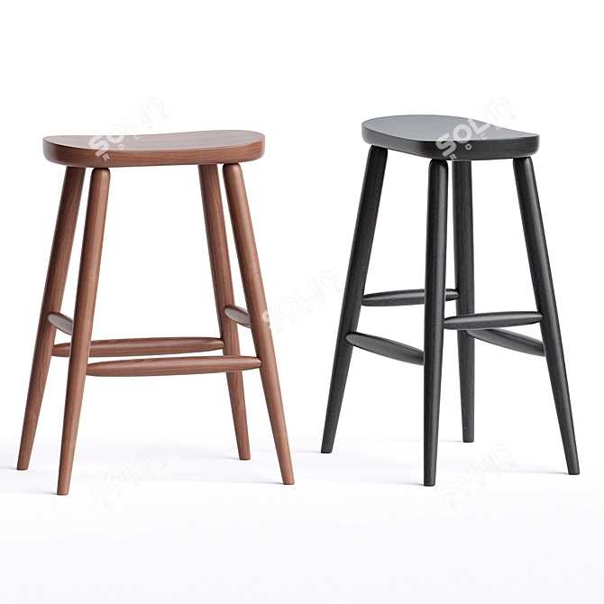 Elegant Henry Stool: Timeless Design 3D model image 3