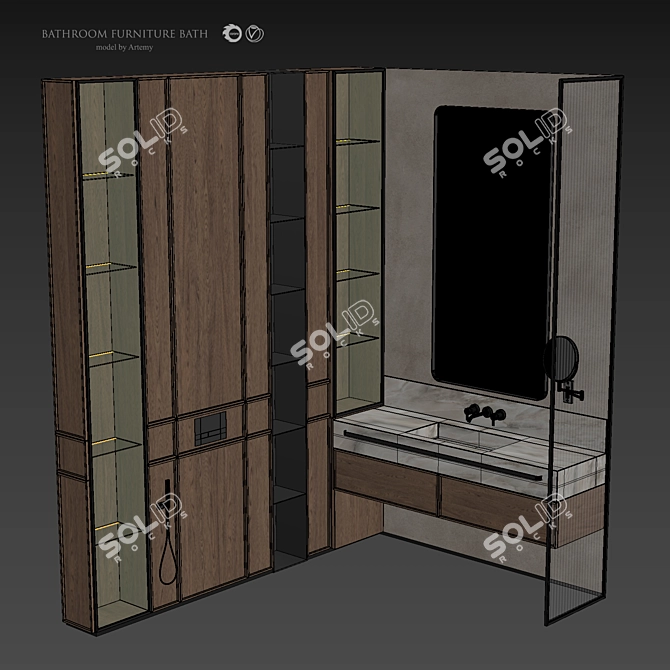 Designer Bathroom Furniture Set 3D model image 2