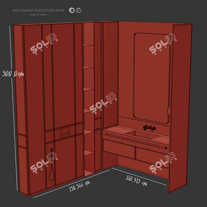 Designer Bathroom Furniture Set 3D model image 3