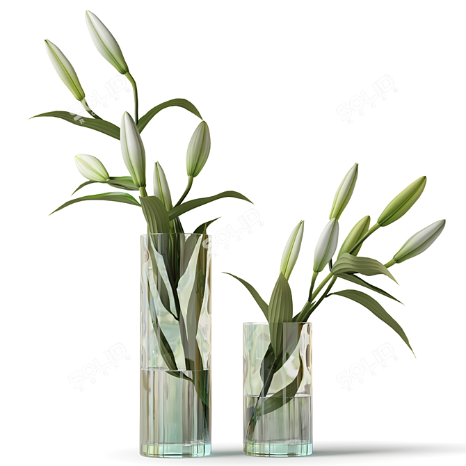 Glass Lily Arrangement 3D model image 1