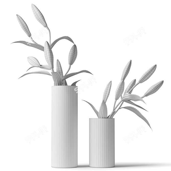 Glass Lily Arrangement 3D model image 2