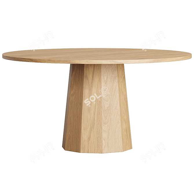 Sustainable Oak Pedestal Dining Table 3D model image 1