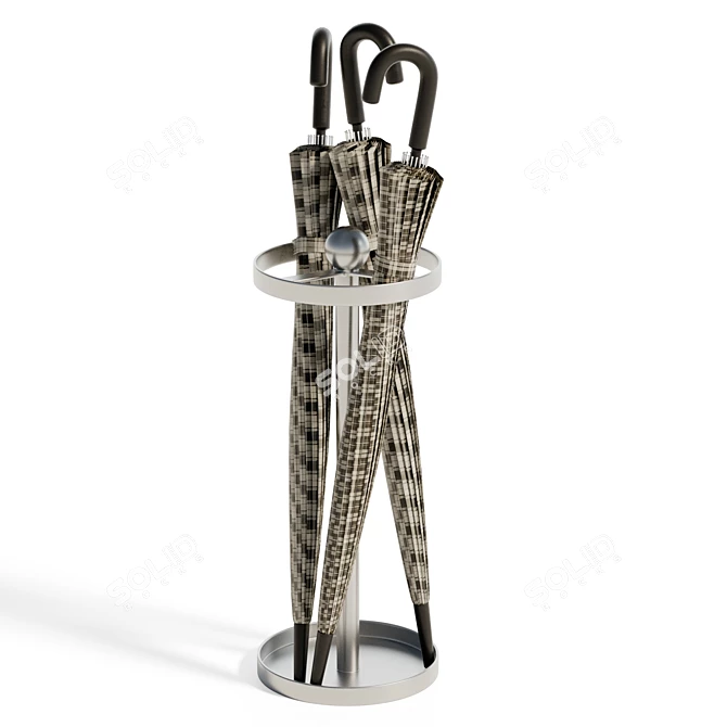 Stylish Steel Umbrella Holder Stand 3D model image 1