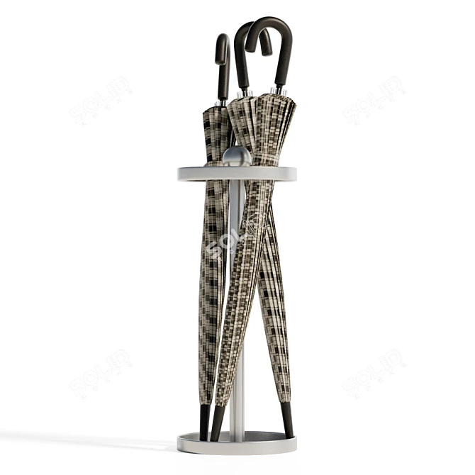 Stylish Steel Umbrella Holder Stand 3D model image 2