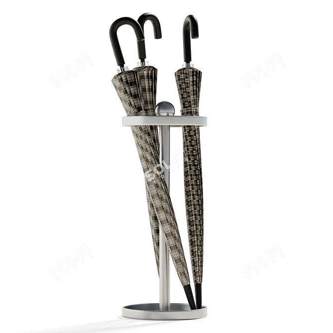 Stylish Steel Umbrella Holder Stand 3D model image 4