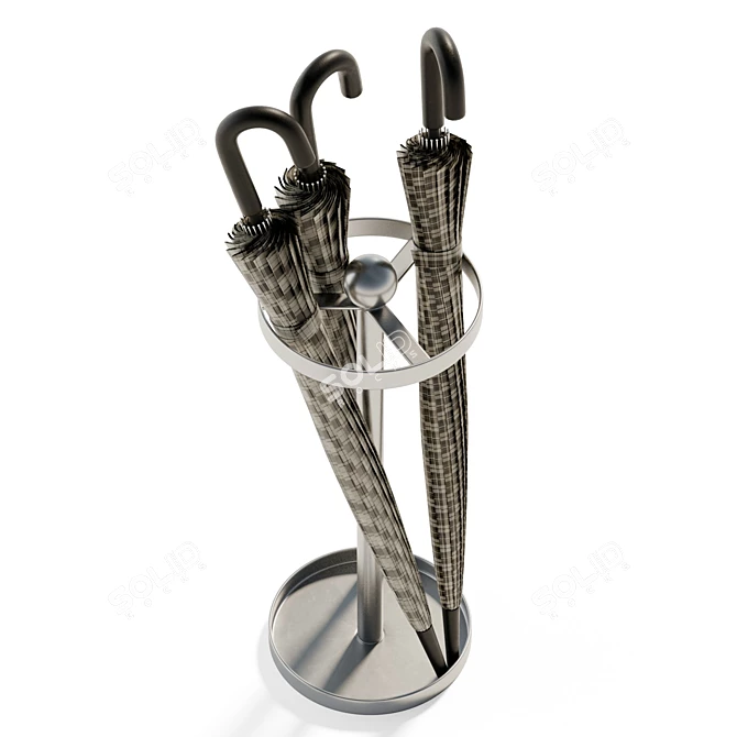 Stylish Steel Umbrella Holder Stand 3D model image 5