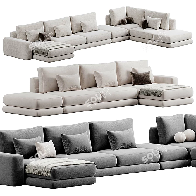 Modern Corner Fabric Sofa Monza 3D model image 1