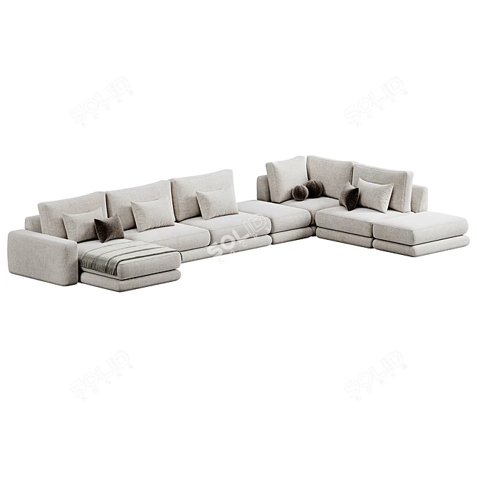 Modern Corner Fabric Sofa Monza 3D model image 2