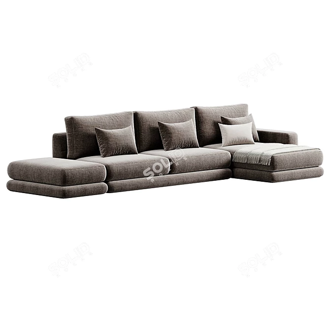 Modern Corner Fabric Sofa Monza 3D model image 3