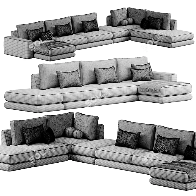 Modern Corner Fabric Sofa Monza 3D model image 6