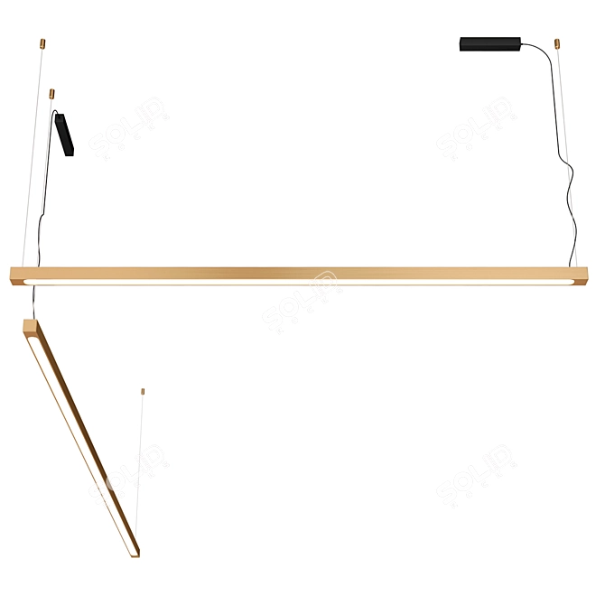 Sleek LED Brass Pendant Lamp 3D model image 4