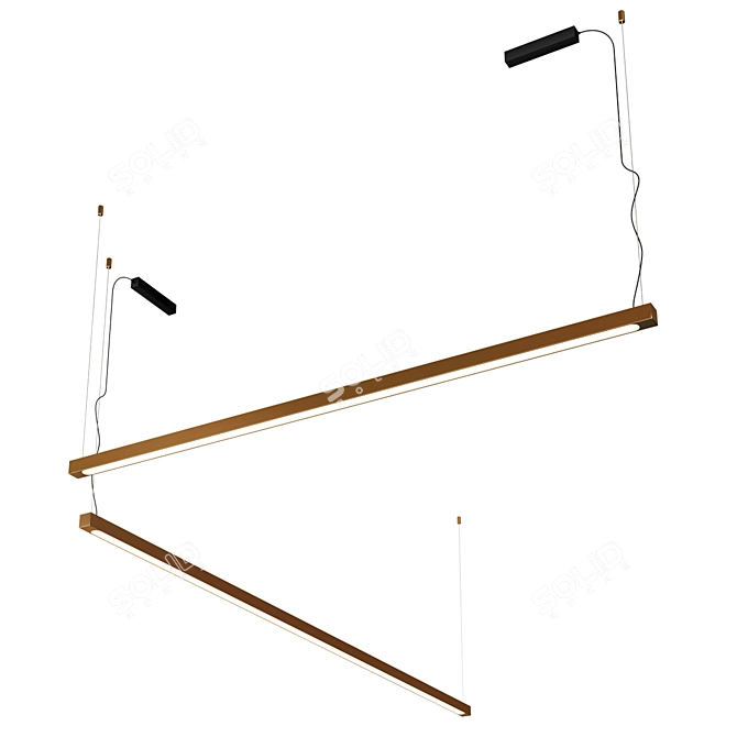 Sleek LED Brass Pendant Lamp 3D model image 7