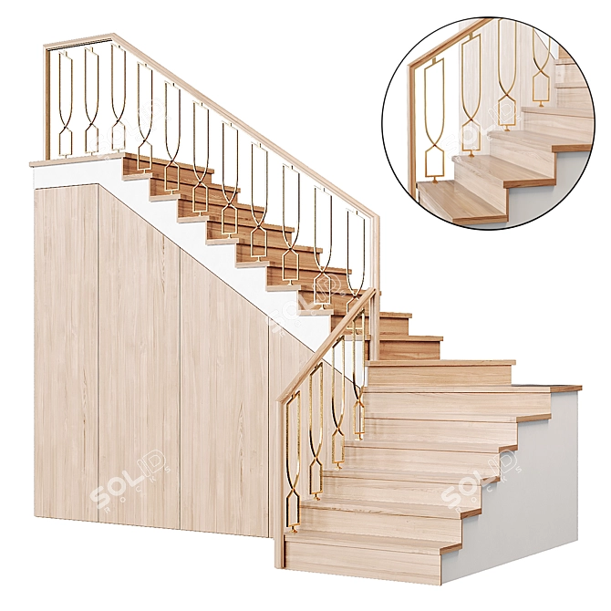 Modern Staircase 25: Customizable Design 3D model image 1