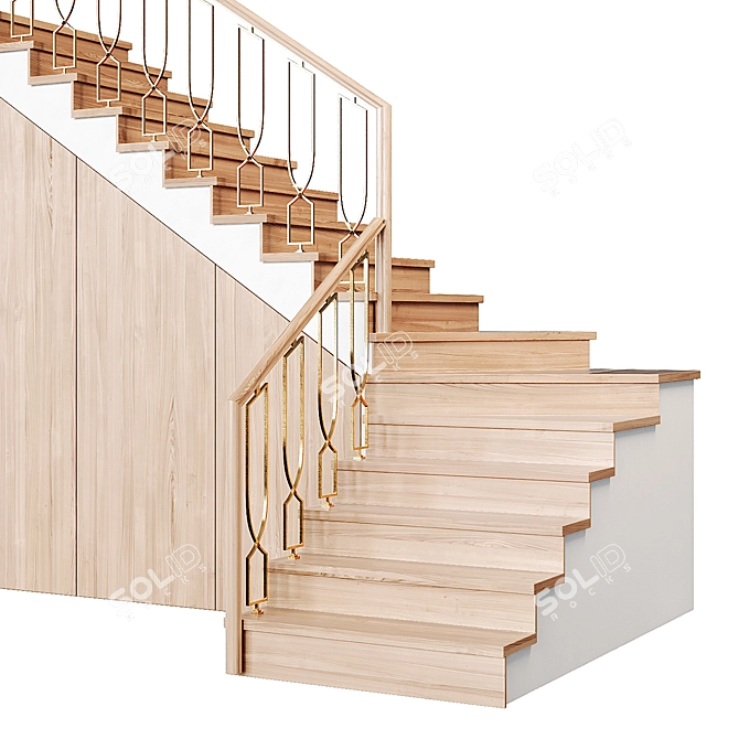 Modern Staircase 25: Customizable Design 3D model image 2