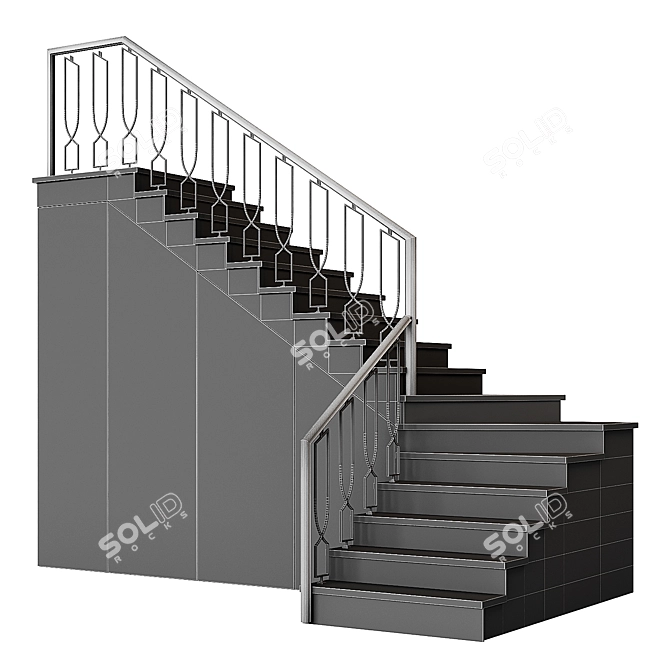 Modern Staircase 25: Customizable Design 3D model image 4