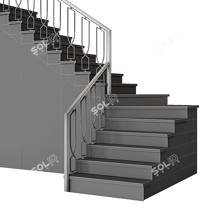 Modern Staircase 25: Customizable Design 3D model image 5