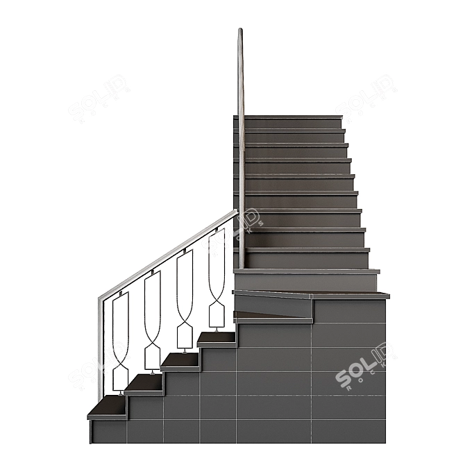 Modern Staircase 25: Customizable Design 3D model image 6