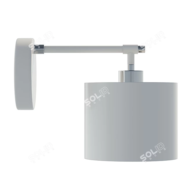 Industrial-style Polished Nickel Wall Light 3D model image 4