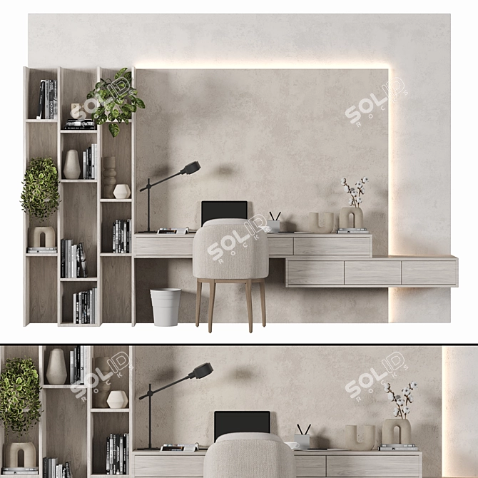 Modern Home Office Furniture Set 3D model image 2