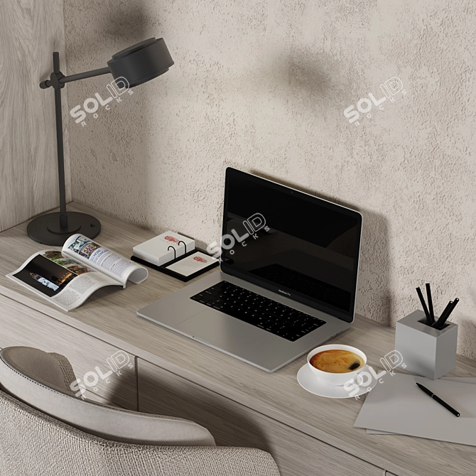 Modern Home Office Furniture Set 3D model image 3