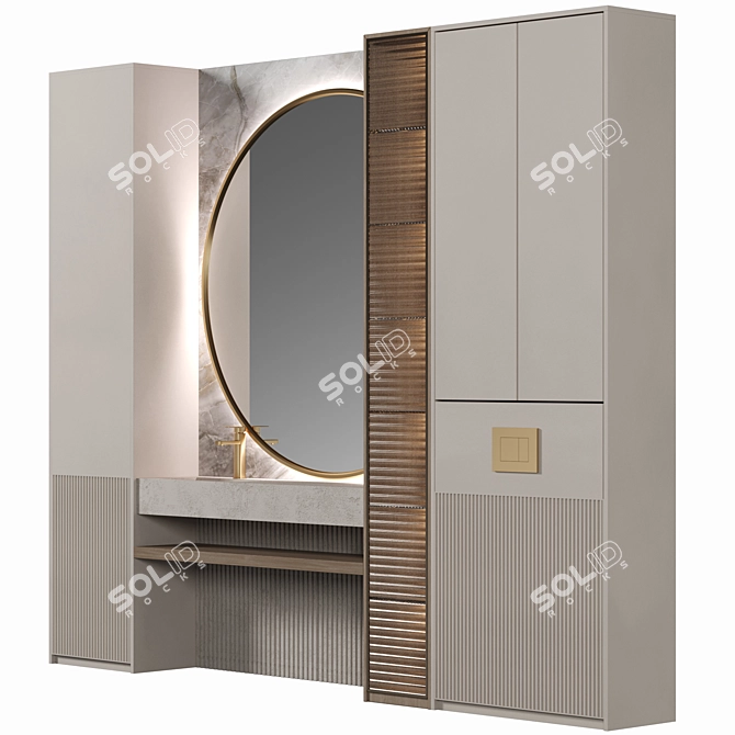 Modern Modular Bathroom Furniture 3D model image 2