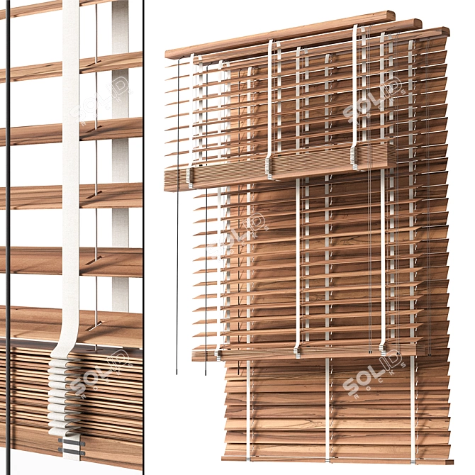 Modern Wooden Blinds Set 29 3D model image 1