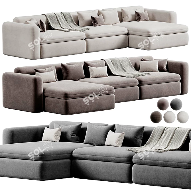 BOTERO Fabric Sofa Chaise Longue 3D model image 1