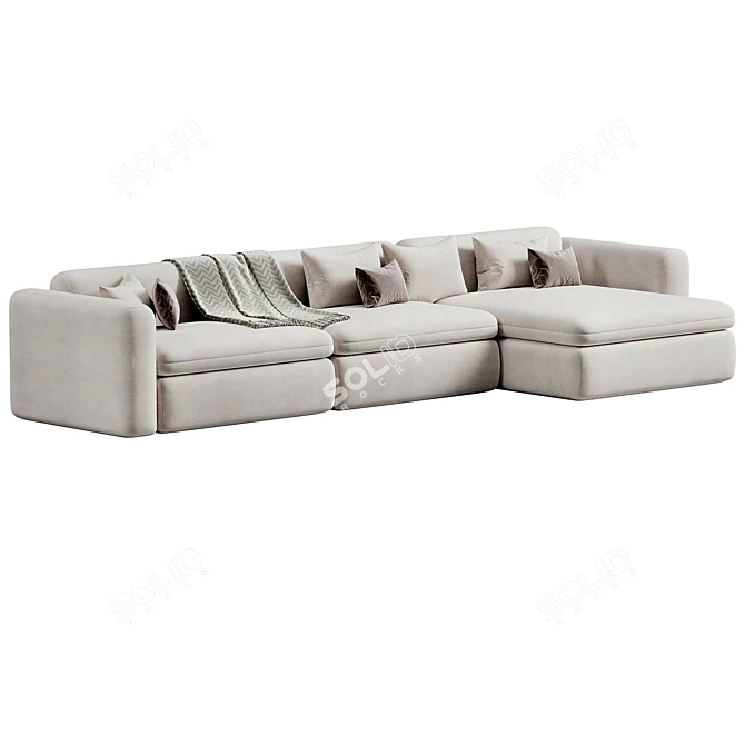 BOTERO Fabric Sofa Chaise Longue 3D model image 2