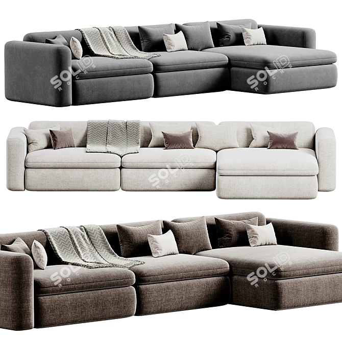 BOTERO Fabric Sofa Chaise Longue 3D model image 3