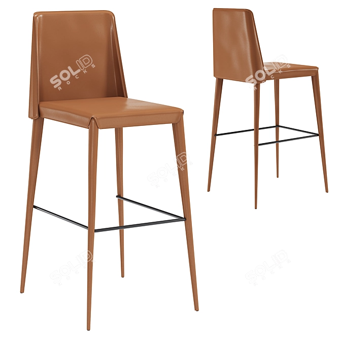 Jazz Bar Stool with Metal Legs 3D model image 1