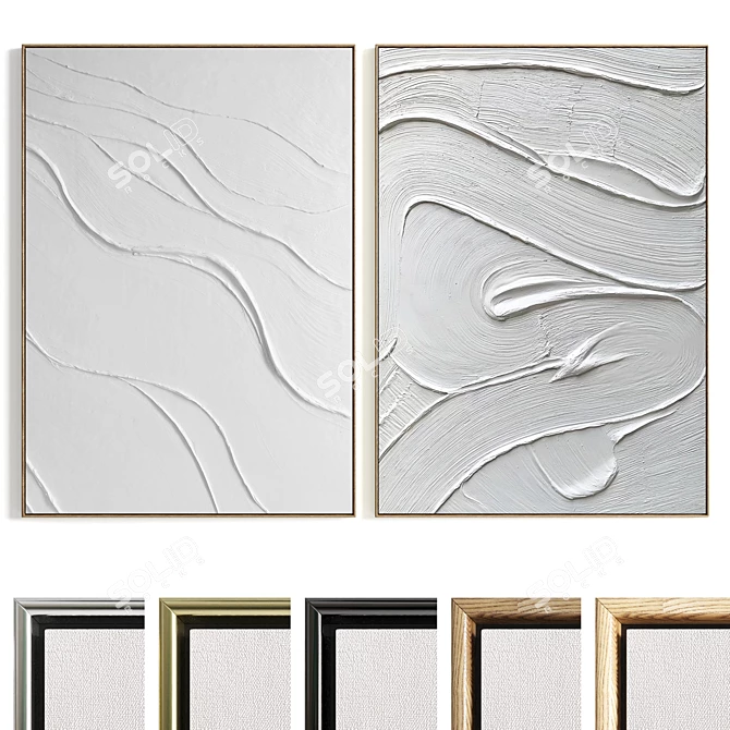 Minimalistic Plaster Photo Frame Set 3D model image 1