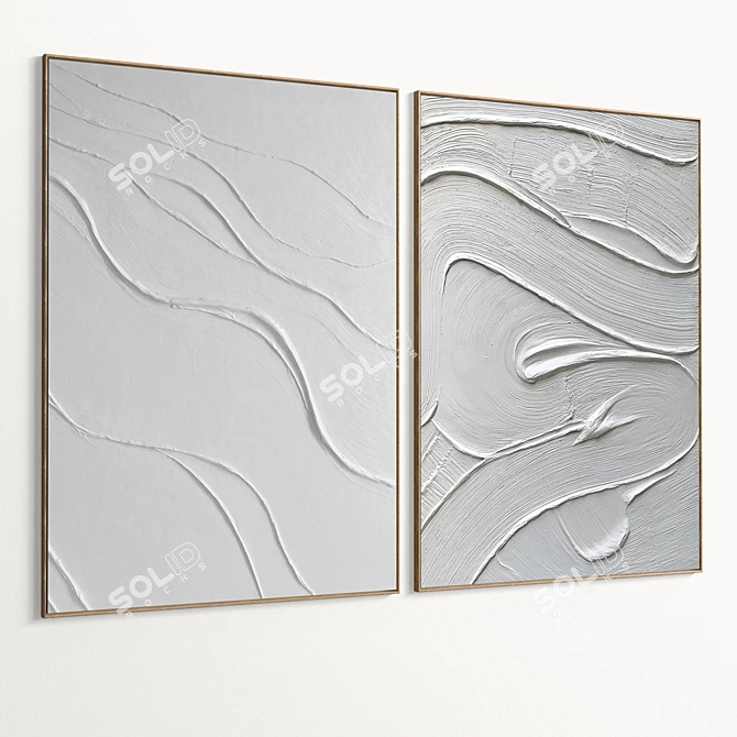 Minimalistic Plaster Photo Frame Set 3D model image 2